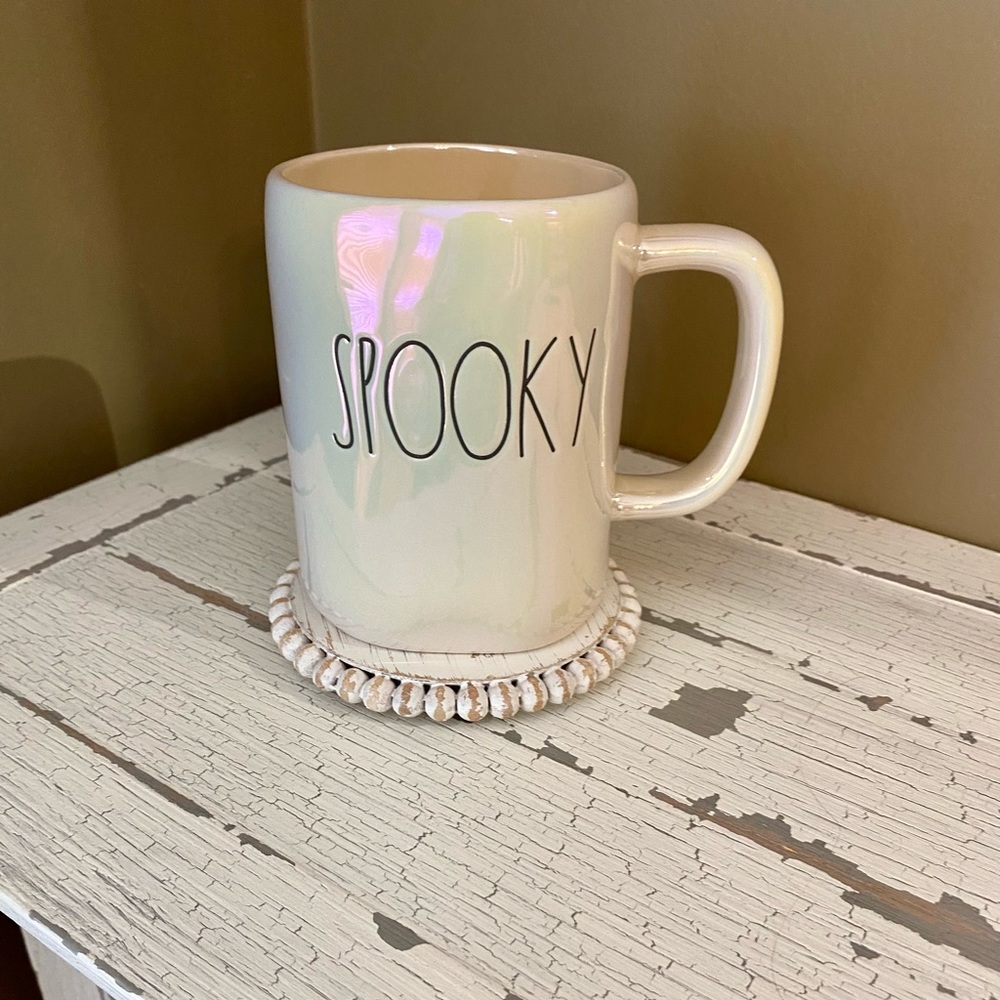 Rae Dunn New White Iridescent Double Sided Mug !